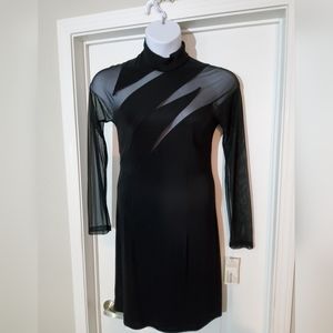 Sexy Black See through neckline party dress